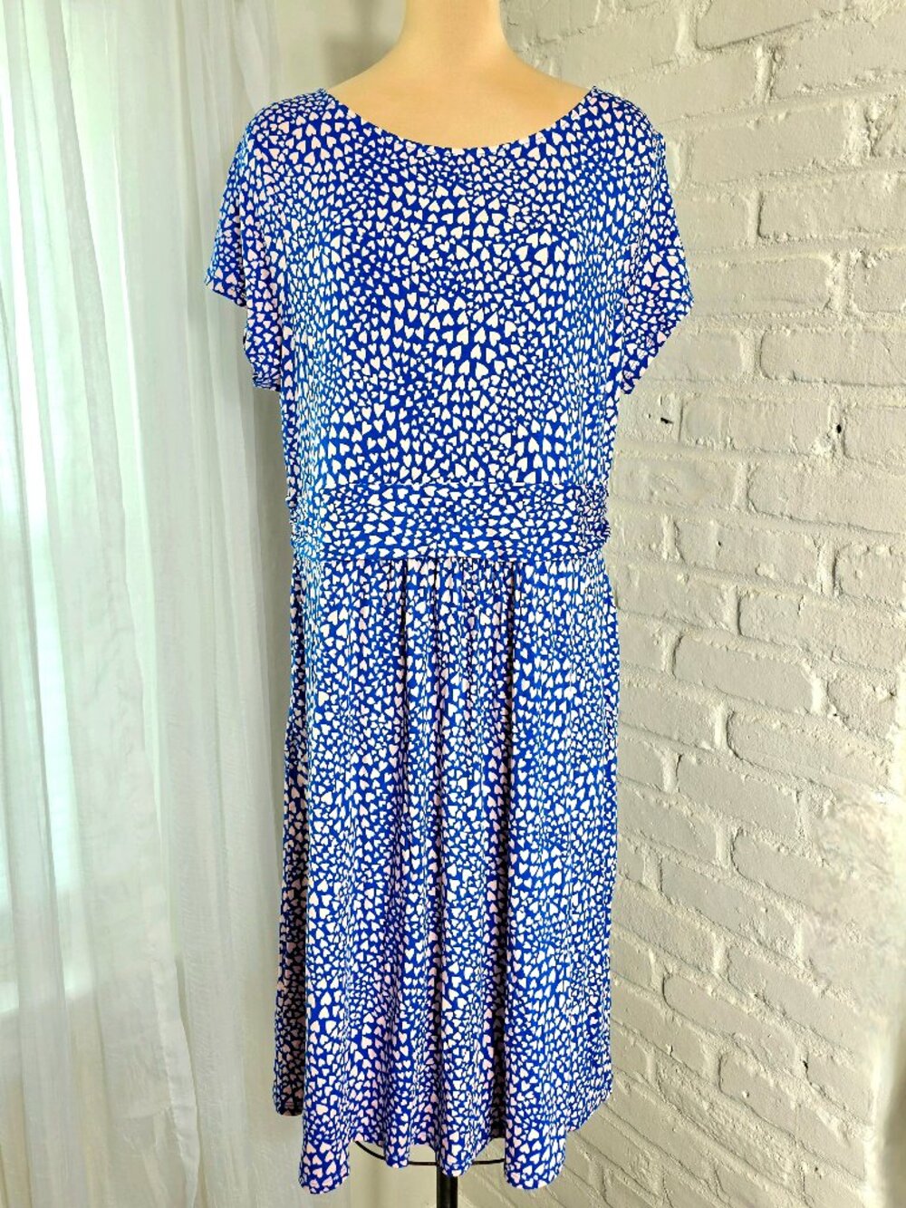 Boden Amelie Jersey Dress | Gallery Blue Heart Print | Size 20-22 | NWT | Fit &